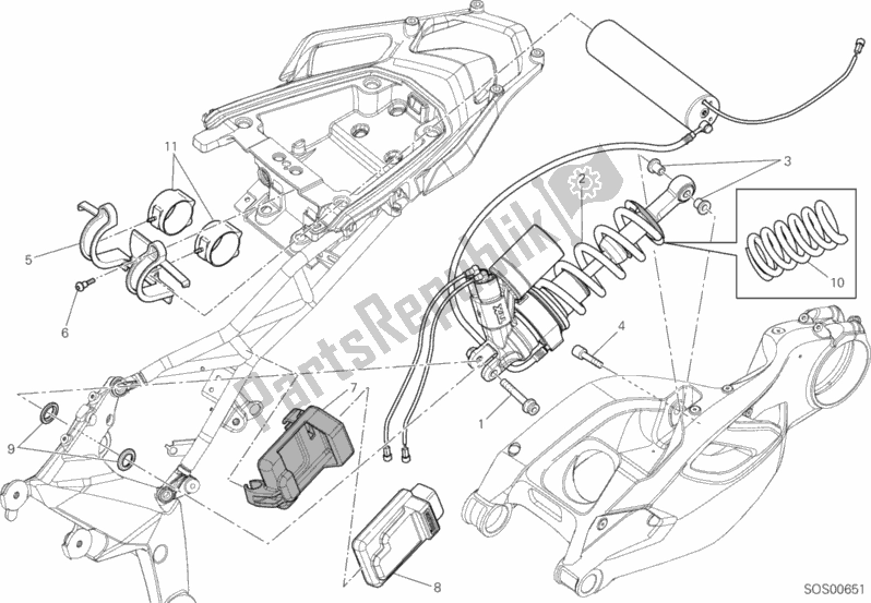 Toutes les pièces pour le Amortisseur Arrière du Ducati Multistrada 1200 S Pikes Peak USA 2012